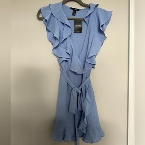 Blue Ruffle Wrap Dress 🦋
